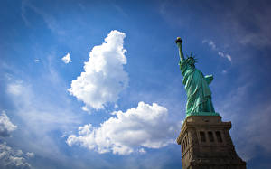 Tapety na pulpit USA Nowy Jork Statua Wolności Miasta