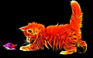 Обои Кошки Котята 3D Графика Животные
