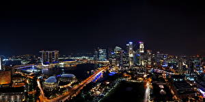 デスクトップの壁紙、、シンガポール、夜、都市