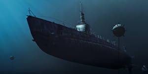 Papel de Parede Desktop Submarinos USS Gato Class Submarine mines