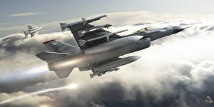Hintergrundbilder Flugzeuge Gezeichnet F-16 Fighting Falcon