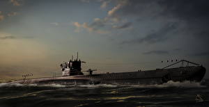 Bakgrundsbilder på skrivbordet Målade Ubåt Militär