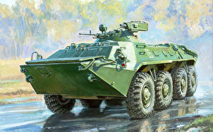 Картинка Рисованные БТР Российский БТР-70 с башней МА-7 военные