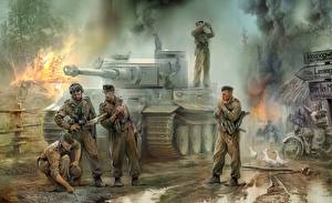 Картинка Танки Солдаты Tiger военные