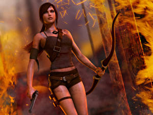 Bakgrunnsbilder Tomb Raider Bueskyttere Lara Croft Dataspill Unge_kvinner