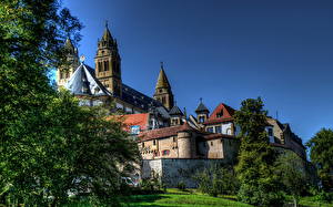 Bakgrundsbilder på skrivbordet Tempel Tyskland Kloster Comburg stad