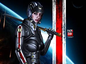 Bakgrundsbilder på skrivbordet Mass Effect Mass Effect 3 dataspel Unga_kvinnor