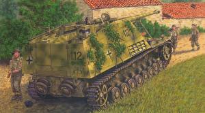 Wallpapers Painting Art SPG Sd.Kfz. 164 Nashorn Army