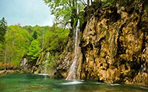 桌面壁纸，，瀑布，湖泊，克罗地亚，，大自然