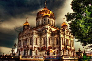 Обои Храм Россия Храм Христа Спасителя Москва Города
