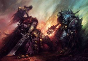 Photo Battles Warriors Swords Armour Fantasy