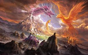 Bilder Schlacht Magische Tiere Phönix Fantasy