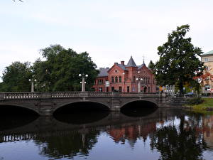 Bureaubladachtergronden Zweden Bruggen  een stad