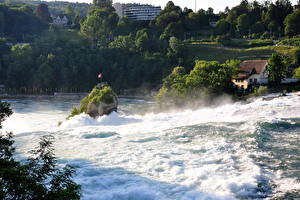 Bakgrundsbilder på skrivbordet Ett vattenfall Schweiz Rhine Natur