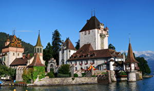 桌面壁纸，，城堡，瑞士，castle in Oberhofen，城市