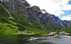 Desktop hintergrundbilder Gebirge Fluss Norwegen  Natur
