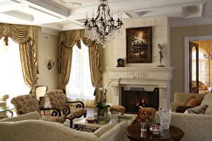 Pictures Interior Fireplace Lounge sitting room Room Chandelier