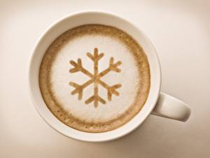 Image Drinks Coffee Cappuccino Snowflakes Food