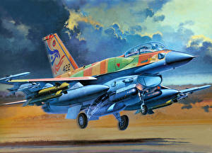 Picture Airplane Painting Art F-16 Fighting Falcon F-16 SUFA