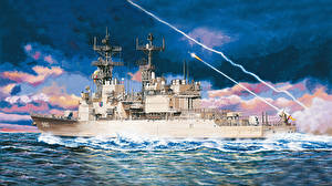 Фото Рисованные Корабль USS Cushing эскадренный миноносец запуск ракеты