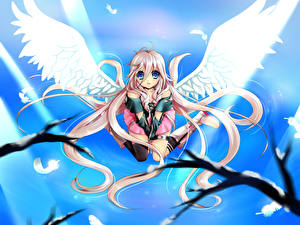 Bilder Vocaloid Engeln Flügel Anime Mädchens
