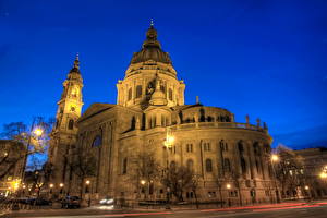 Обои Венгрия Небо Ночь Уличные фонари Будапешт Города