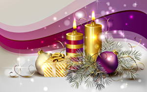 Sfondi desktop Giorno festivo Natale Candela Palle