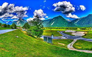 Bakgrundsbilder på skrivbordet Berg Slovenien Gräset Bovec Natur