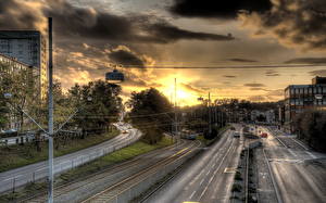 Фото Швеция Небо Дороги HDR Облака Гетеборг город
