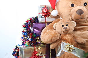 Bureaubladachtergronden Feestdagen Kerstmis Speelgoed Teddybeer Cadeau