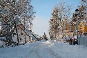 Bureaubladachtergronden Duitsland Winter Sneeuw  een stad
