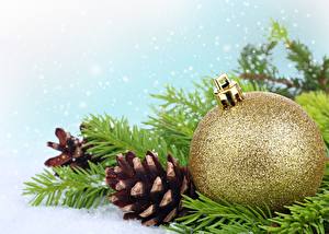 Sfondi desktop Giorno festivo Capodanno Palle Rami Albero di Natale Strobilo