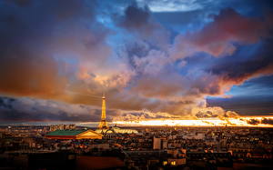 Sfondi desktop Francia Cielo Nubi HDR Torre Eiffel Parigi  Città