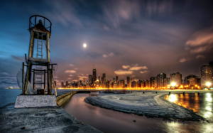 Fotos Vereinigte Staaten Himmel HDRI Nacht Chicago Stadt Städte
