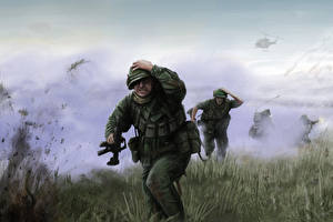 Bakgrundsbilder på skrivbordet Målade Soldater  Militär