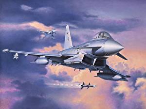 桌面壁纸，，飛機，绘制壁纸，战斗机，Eurofighter Typhoon，航空