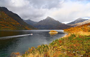 Tapety na pulpit Rzeka Góra Norwegia Chmury  przyroda