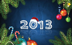 Fonds d'écran Jour fériés Nouvel An 2013 Branche Sapin de Noël Chapeau d'hiver