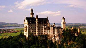 Fotos Burg Deutschland Himmel Schloss Neuschwanstein Städte