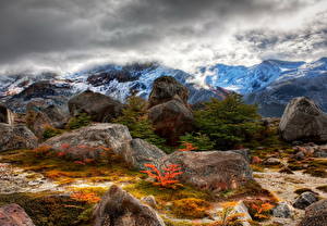 Bakgrundsbilder på skrivbordet Berg Stenar Argentina HDR Natur
