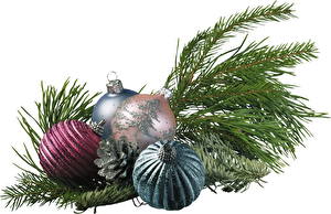 Bureaubladachtergronden Feestdagen Nieuwjaar Ballen Boomtakken Kerstboom