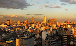 Bakgrundsbilder på skrivbordet Japan Himmel Tokyo prefektur Molnen stad
