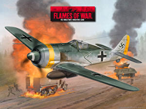 Hintergrundbilder Flames of War Flugzeuge Fw190