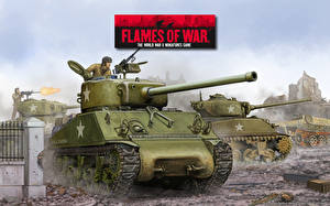 桌面壁纸，，Flames of War，坦克，M4A3 (76mm)，