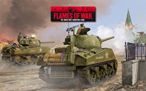 Bureaubladachtergronden Flames of War Tank M4A3 (Late) computerspel