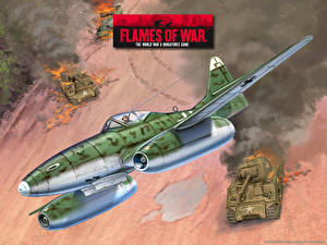桌面壁纸，，Flames of War，飛機，Me.262，游戏