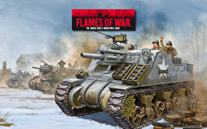 Bureaubladachtergronden Flames of War Zelfrijdende artillerie-installatie videogames