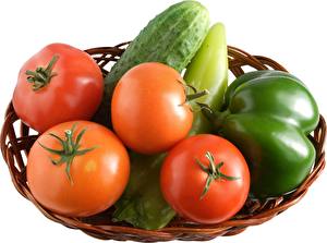 Fotos Gemüse Gurke Tomaten das Essen