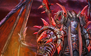 Pictures Supernatural beings Demon Horns Armor Wings Fantasy
