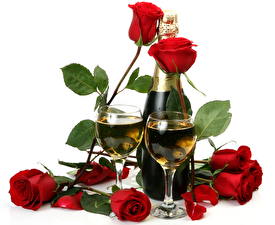 桌面壁纸，，玫瑰，香槟酒，酒杯，花卉